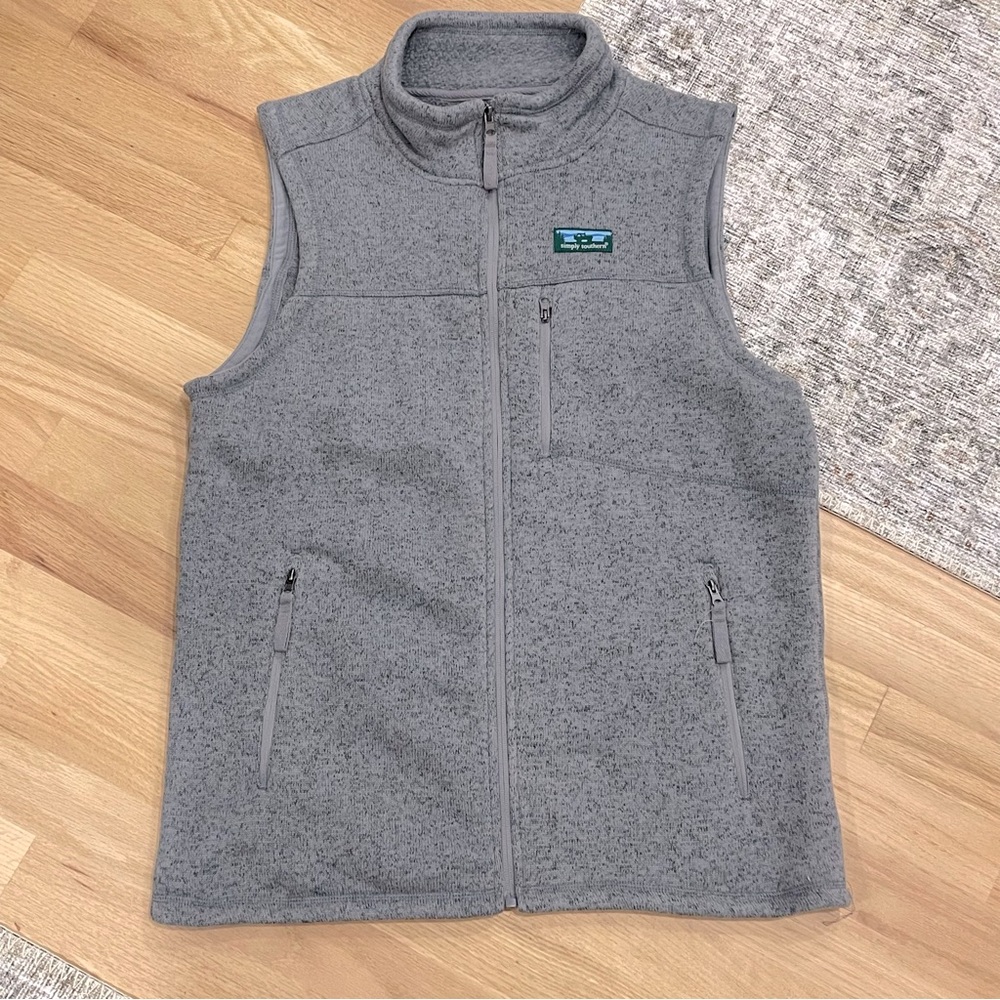 Simply Southern Men's  Grey Full Zip Vest Size M